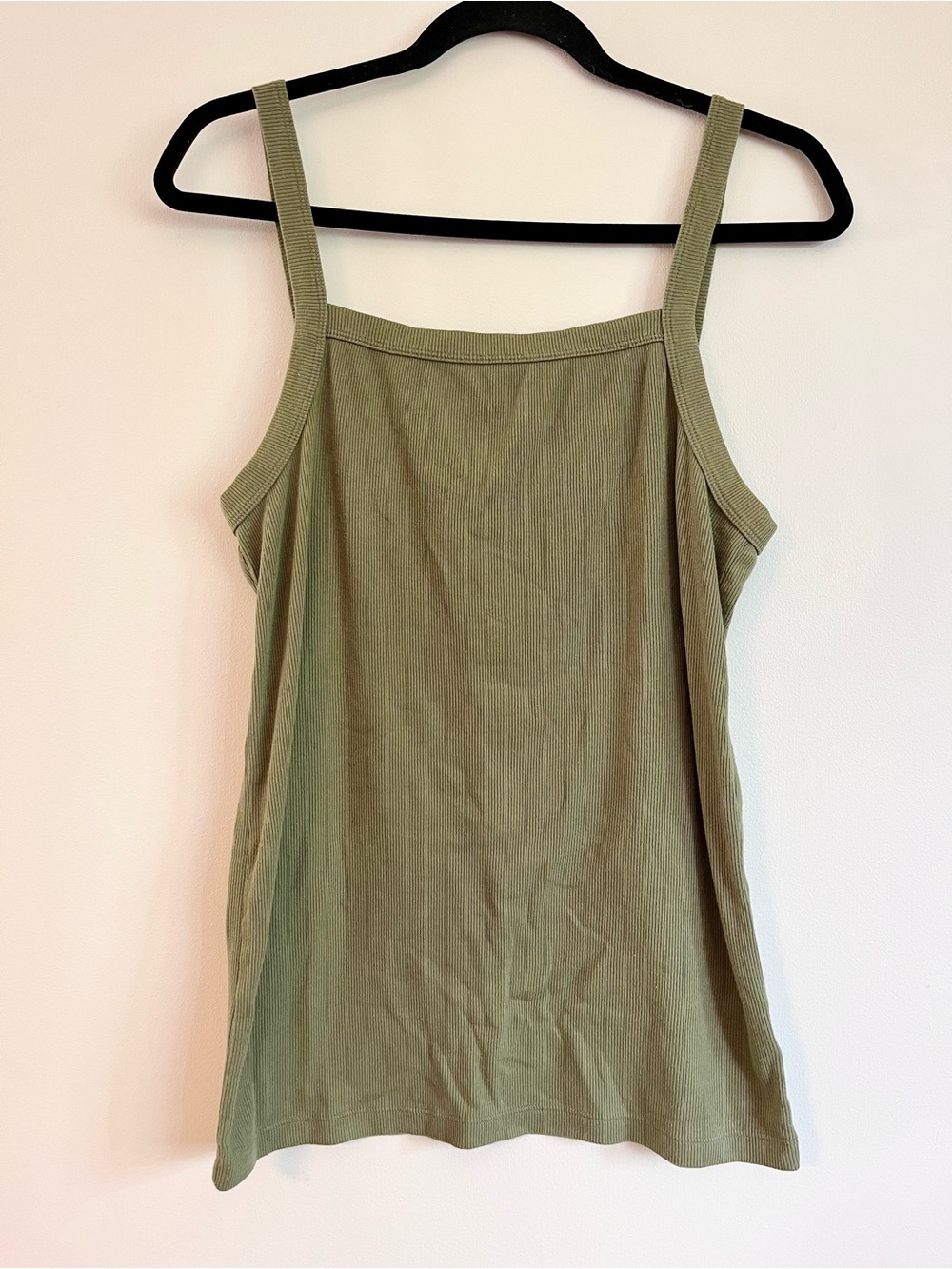Old Navy Olive Ribbed Square Neck Tank Top